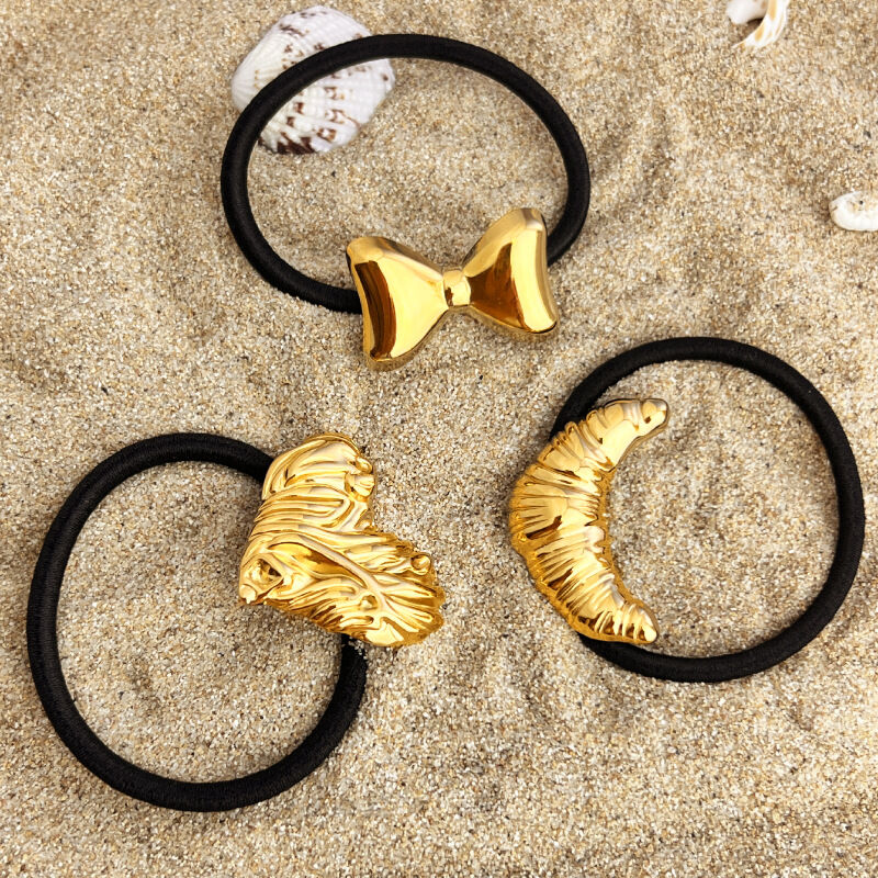 1 Piece Simple Series Daily Ox Horn Stainless Steel Gold Color Women's Hair Bobbles h5 Picture4