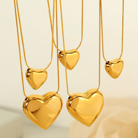1 piece simple series simple heart stainless steel gold plated women pendant necklaces