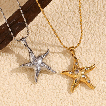1 Piece Luxurious Series Fashion OL Turtle Stainless Steel Waterproof Gold Color Women's Pendant Necklaces