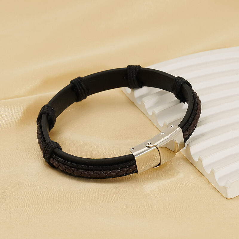 1 Pair Braided Leather Bracelet Men's And Women's Fashion  Bracelet 2
