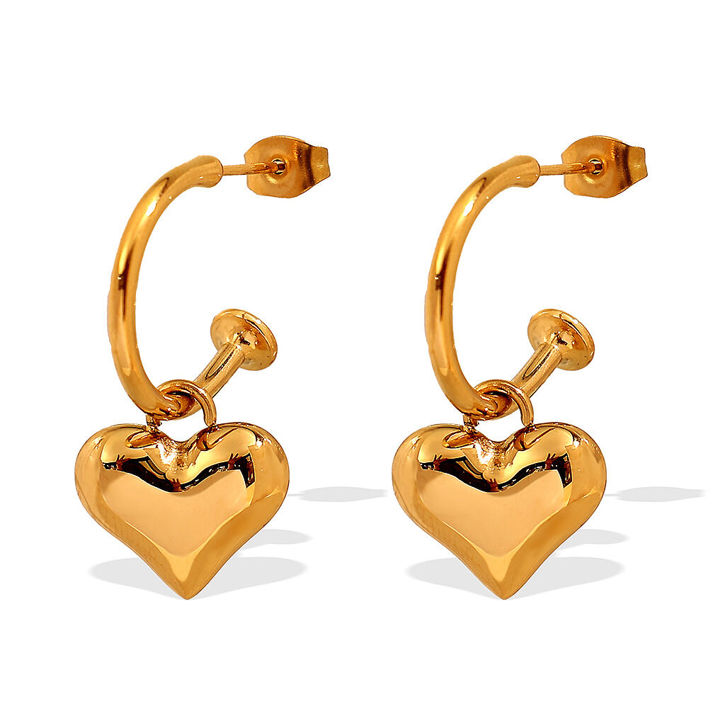 1 Paar romantische Serie Sweet Heart Titan Stahl Gold Farbe Damen Tropfen Ohrringe h5 Bild8