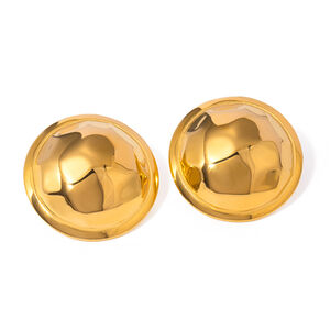 1 par de aretes de botón de acero inoxidable chapados en oro de 18 quilates con diseño geométrico simple para mujer h5 Imagen5