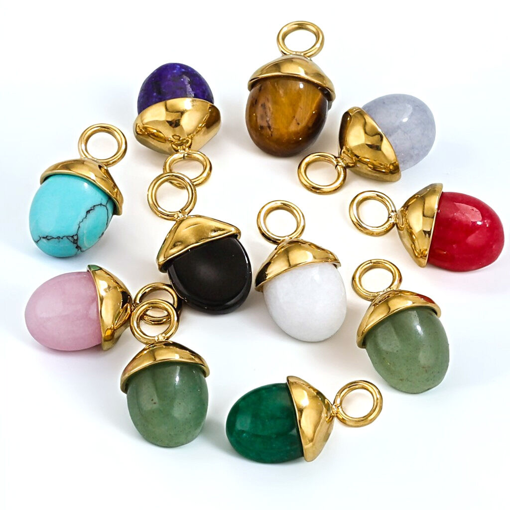 1 pair simple series retro geometric  gold plated artificial gemstone women pendants