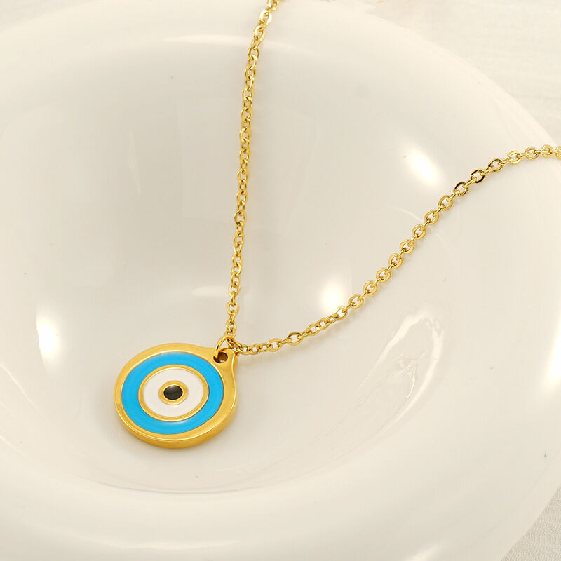 1 piece simple series classic eye titanium steel  gold plated women pendant necklaces h5 Picture4