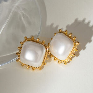 1 pair simple series retro geometric stainless steel gold plated women stud earrings h5 Picture4