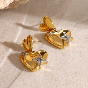 1 pair simple series style heart stainless steel gold plated women drop earrings h5 Picture5