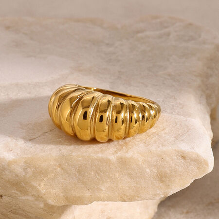 1 Piece Thread Stainless Steel Waterproof Gold Color Statement Ring 2