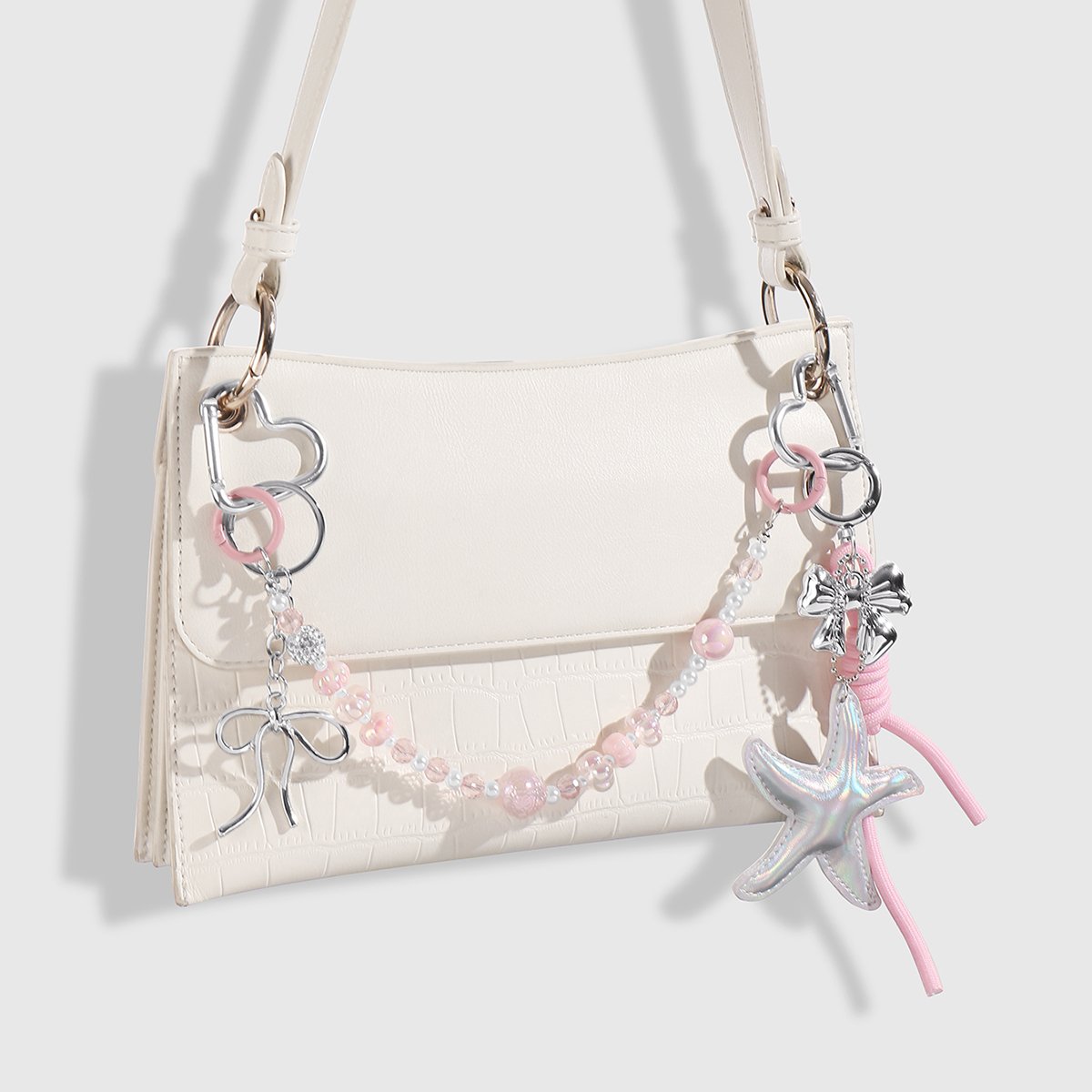 Sweet Leather Starfish Beaded Chain Women's Bag Charms h5 Picture6