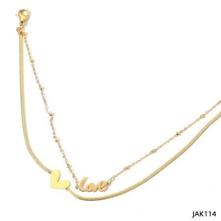 Tobilleras de mujer de acero inoxidable color oro con forma de corazón