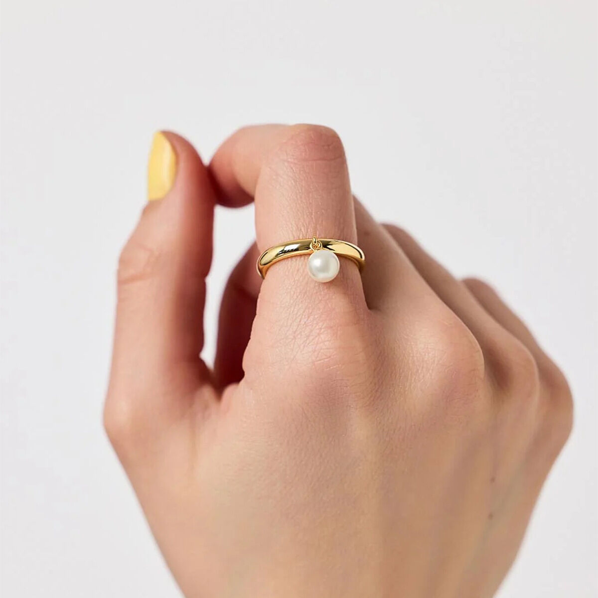 1 paio di anelli singoli da donna in acciaio inossidabile placcato oro della serie classica con sfera elegante h5Immagine5