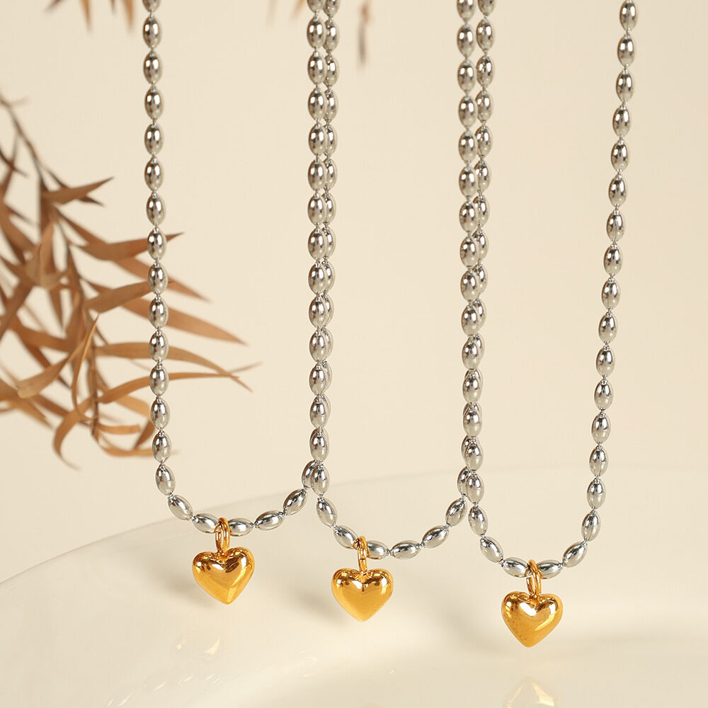 1 piece simple series simple heart stainless steel  gold plated women pendant necklaces