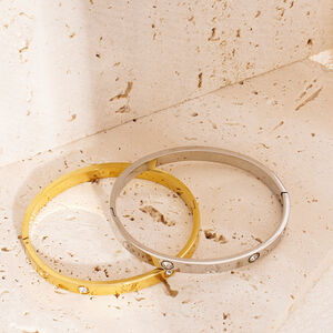 1 Piece Classic Series Delicate Circle Stainless Steel Waterproof Gold Color Women's Bangles h5 Picture6