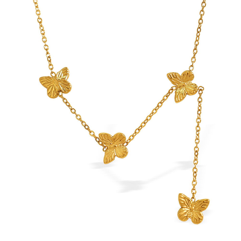 Collar con colgante de acero inoxidable chapado en oro de 18 quilates para mujer, serie simple, con diseño de animales dulces Imagen6