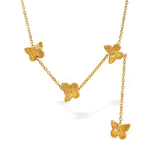 Collar con colgante de acero inoxidable chapado en oro de 18 quilates para mujer, serie simple, con diseño de animales dulces h5 Imagen6