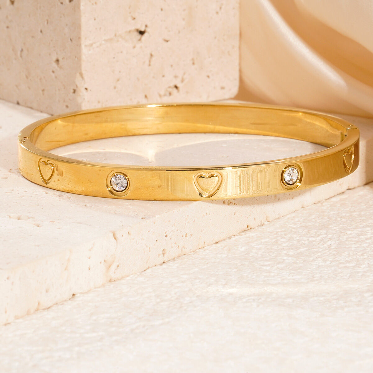 1 Piece Classic Series Delicate Circle Stainless Steel Waterproof Gold Color Women's Bangles h5 Picture3