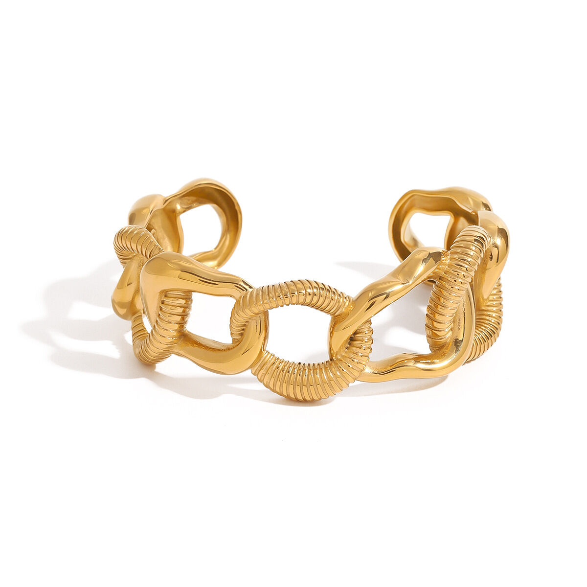 1 Piece Stylish Series Modern Daily Solid Knot Stainless Steel Waterproof Gold Color Women's Bangles Picture6