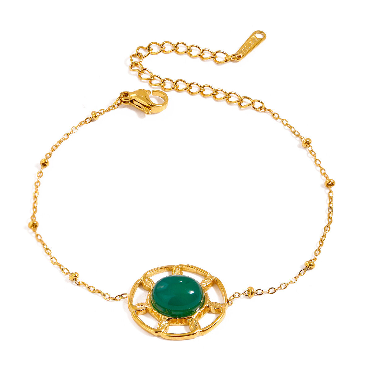 1 pezzo serie etnica retrò geometrico acciaio inossidabile placcato oro  pietra naturale braccialetti con ciondolo da donna Immagine7