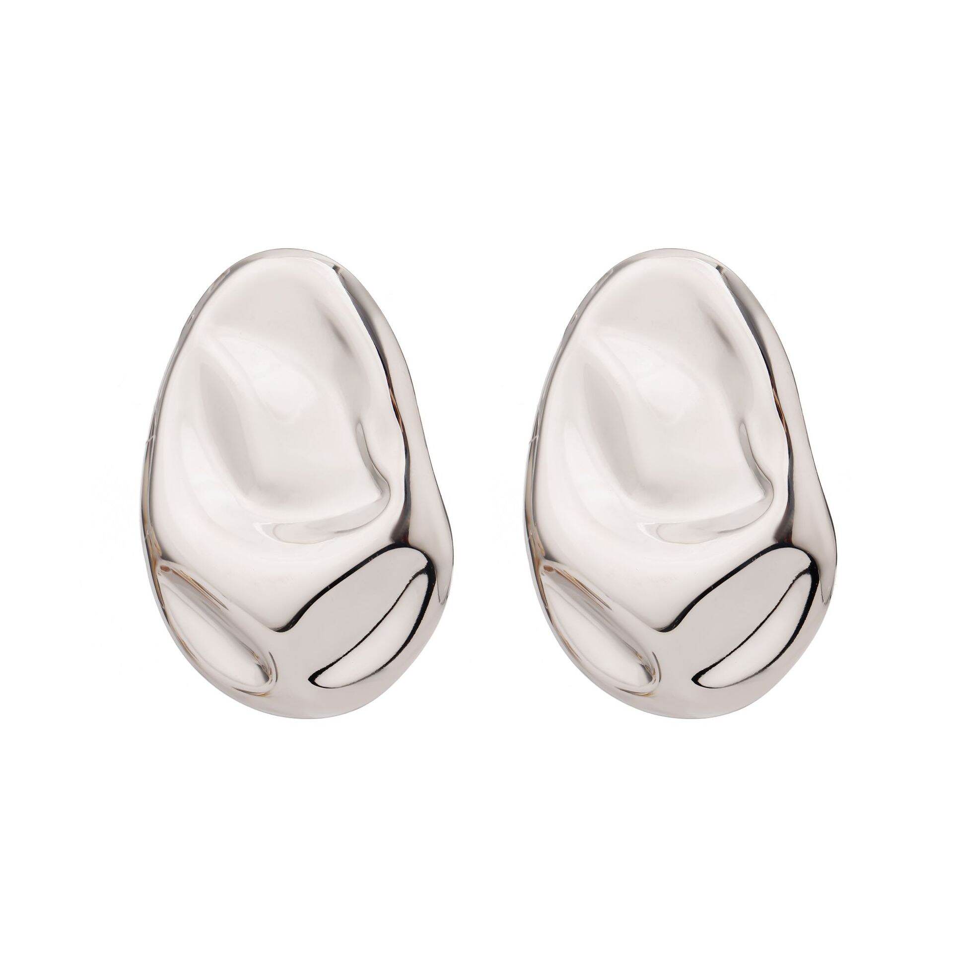 1 paio di orecchini a bottone da donna in acciaio inossidabile, impermeabili, di colore argento, della serie Trendy Chic, irregolari Immagine8