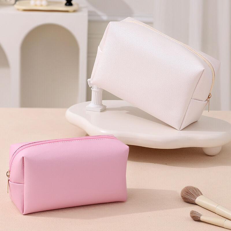 1 Piece Simple Fashionable Style Solid Color PU Women's Makeup Bag