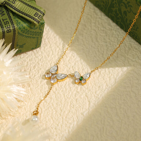 1 Piece Gorgeous Series Exquisite Butterfly Stainless Steel Waterproof Gold Color Women's Pendant Necklaces