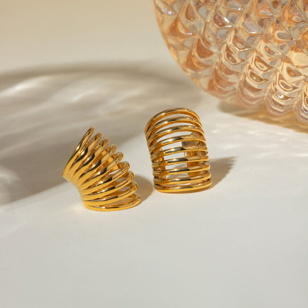 1 pair simple style geometric stainless steel gold plated women's Ear Cuffs Picture5