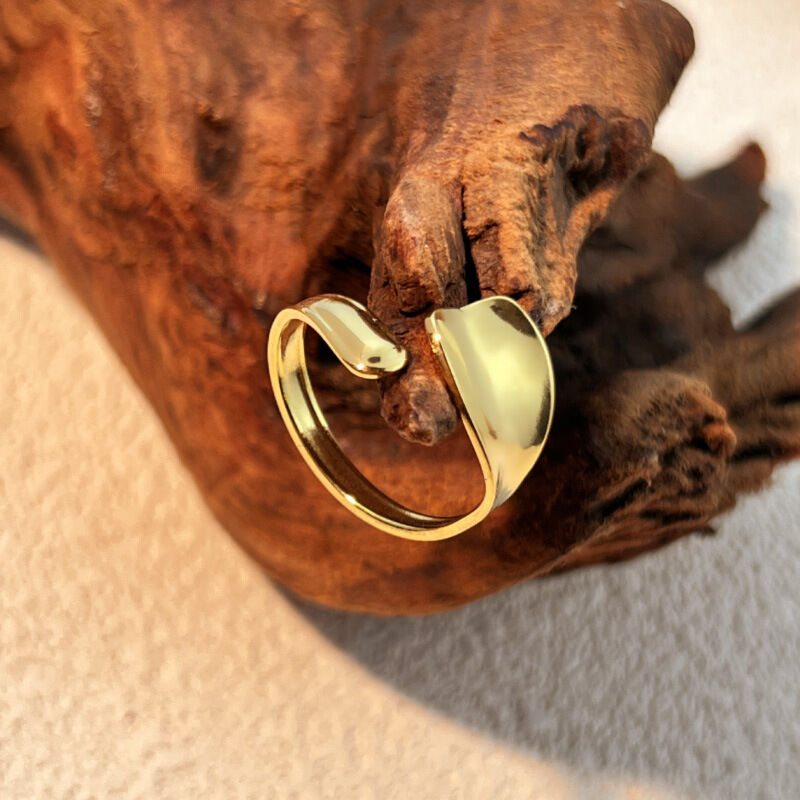 1 Piece Simple Series Solid Color Stainless Steel Waterproof Women's Adjustable Rings h5 Picture3