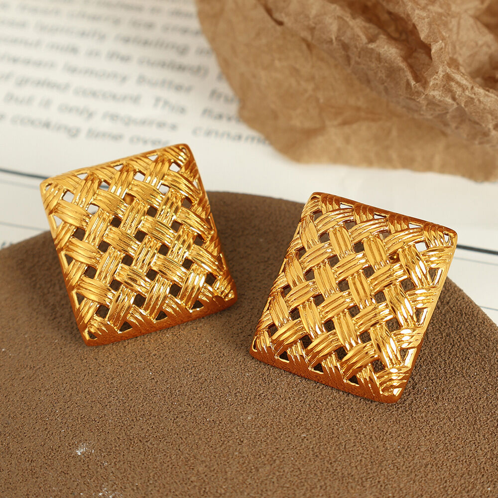 1 Paar Luxuriöse Serie Retro Geometrische Titan Stahl Gold Farbe Damen Ohrstecker h5 Bild3