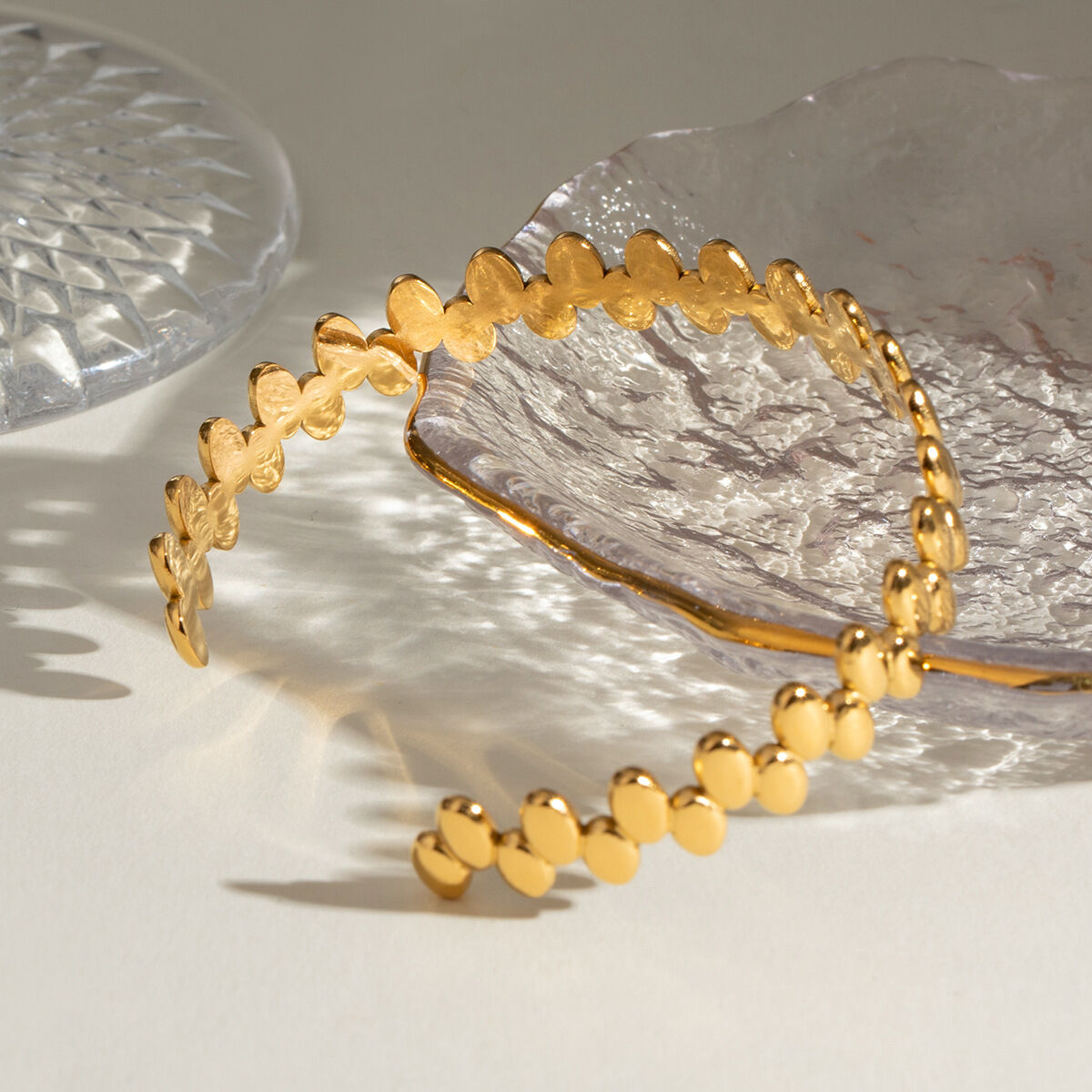 1 pezzo semplice serie semplice geometrico acciaio inossidabile placcato oro 18K braccialetti da donna Immagine3