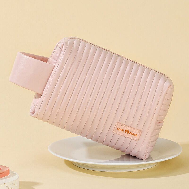 1 Piece Simple Sweet Style Octagonal Shape Solid Color PU Women's Makeup Bag 2