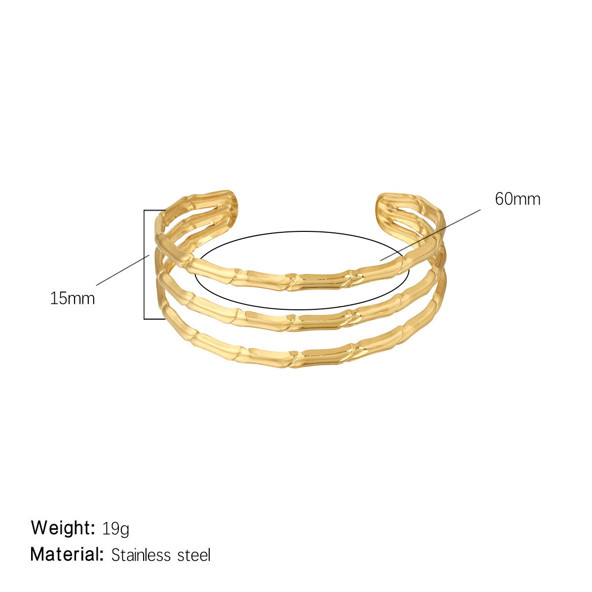 1 stuk Dazzling Series Classic Strip Drielagige Waterdichte Roestvrijstalen Damesarmband in Goudkleur h5 