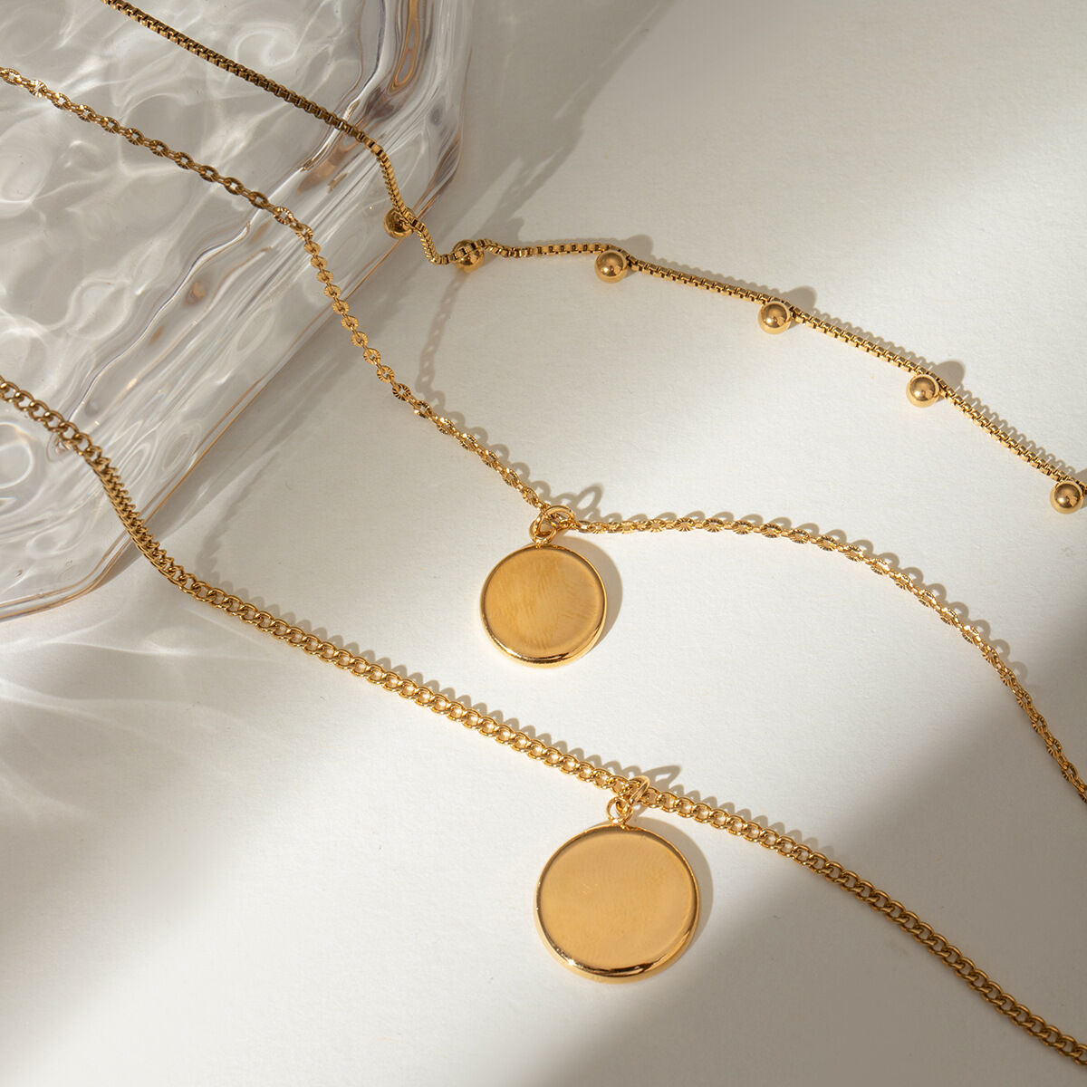 1 piece simple series classic solid color stainless steel  gold plated women layered necklaces 2