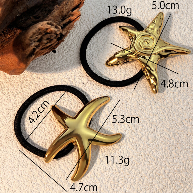 1 piece classic style all-match beach starfish stainless steel gold color women's hair bobbles h5Picture5