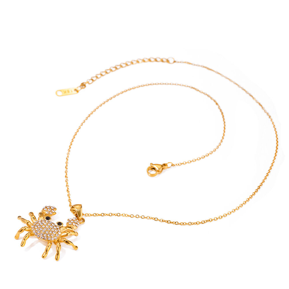 1 Stück Simple Series Casual Turtle Edelstahl 18 Karat vergoldet Strass Damen Anhänger Halsketten h5Bild5