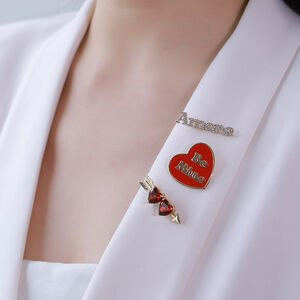 1 Piece Trendy Series Sweet Heart Drop Oil Gold Color Alloy Women's Brooches h5 Picture4