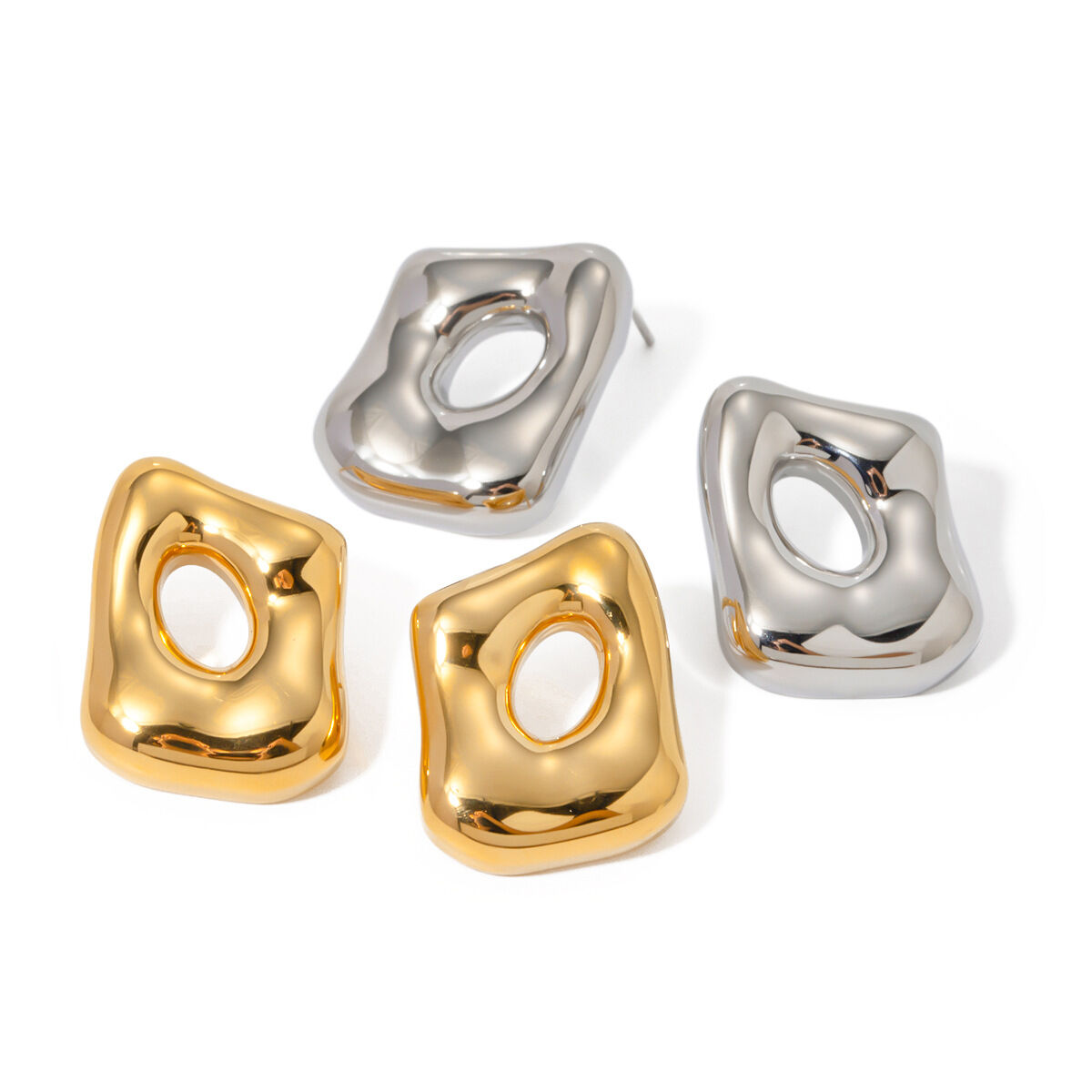  stainless steel special-shaped hollow earrings  niche unique design high-grade titanium steel geometric earrings 2