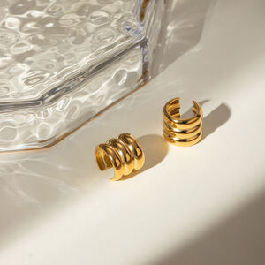 1 pair simple style geometric stainless steel gold plated women's Ear Cuffs h5 Picture3