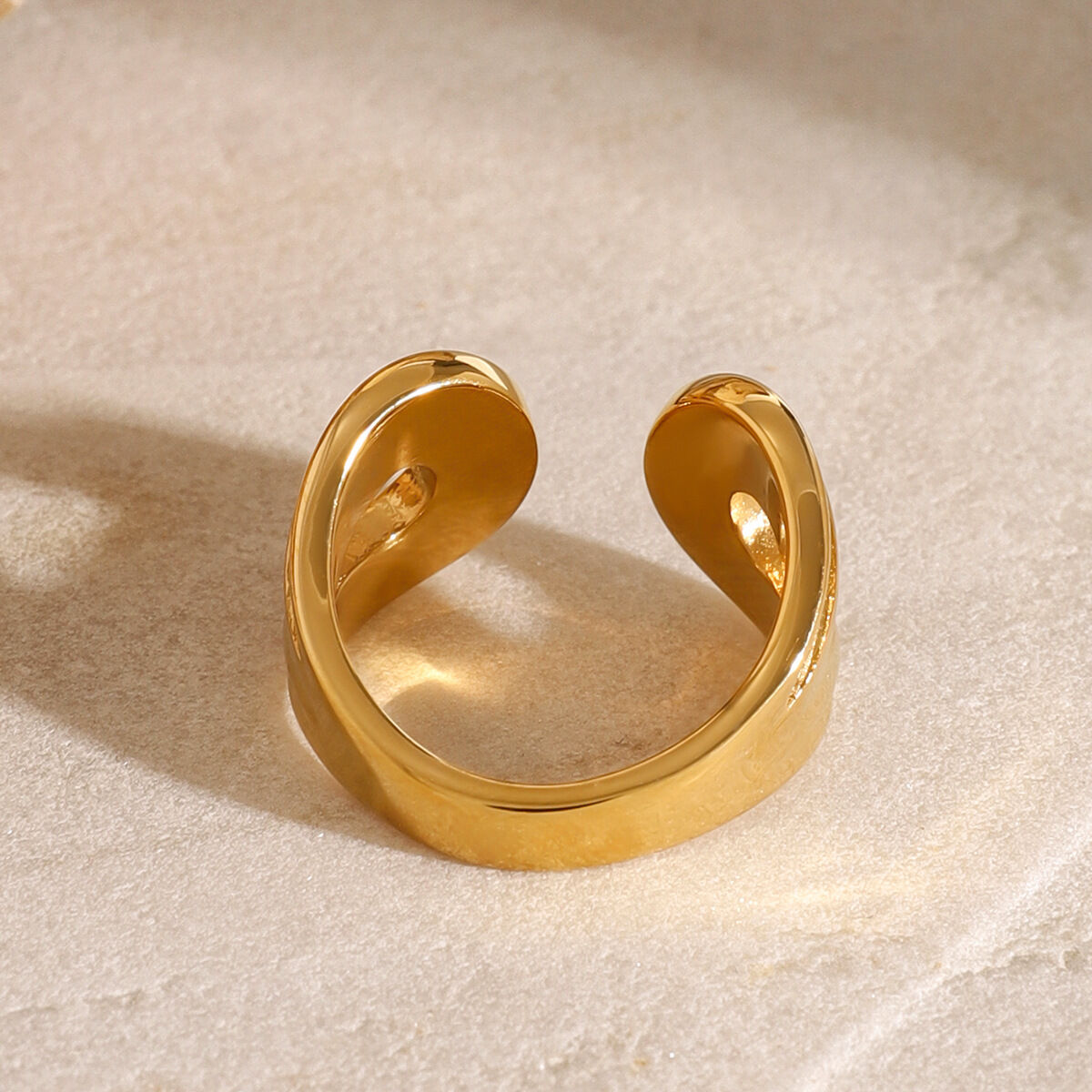1 par de anillos ajustables para mujer de acero inoxidable chapado en oro de 18 quilates con diseño geométrico de estilo  de serie simple Imagen5