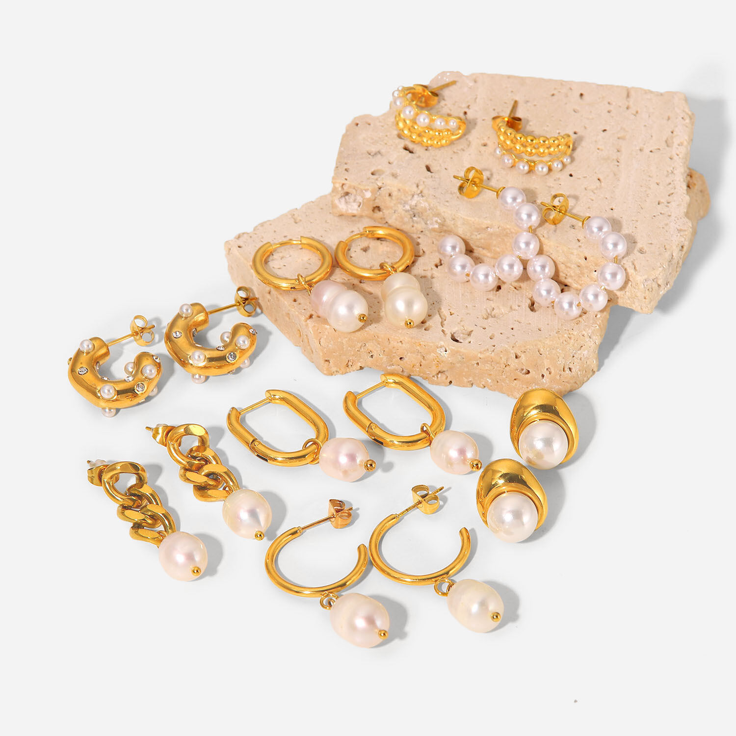 stile europeo e americano   di internet stesso stile orecchini in acciaio inossidabile oro 18k orecchini di perle personalizzati alla moda orecchini gioielli da donna