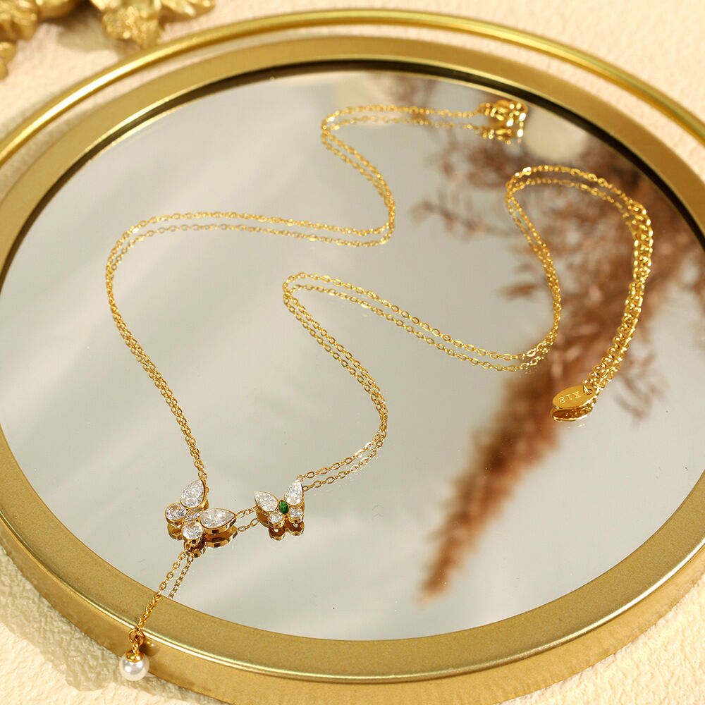 1 Piece Gorgeous Series Exquisite Butterfly Stainless Steel Waterproof Gold Color Women's Pendant Necklaces Picture5