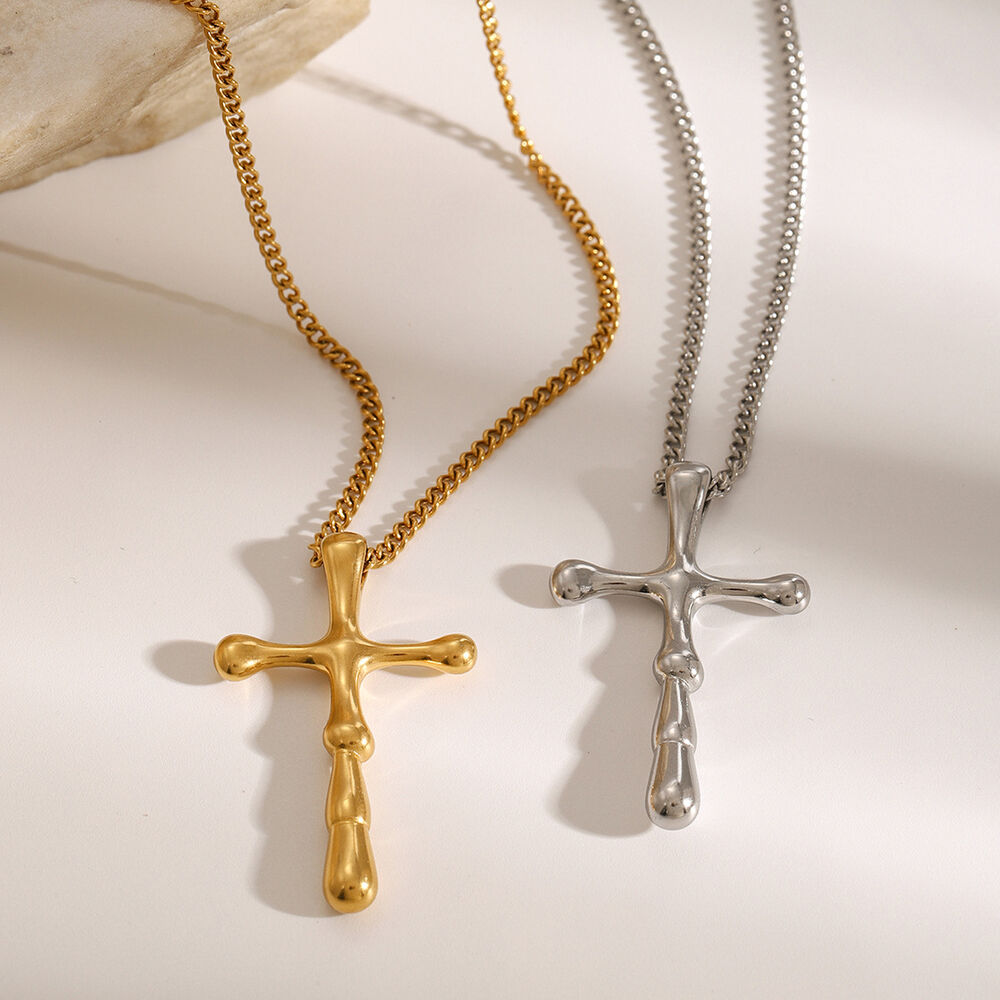 1 piece simple series cross stainless steel gold plated women pendant necklaces h5Picture3
