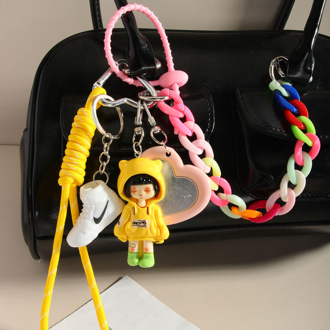 1 Piece Designable Series Casual Clother Kid & Heart Mirror Rayon Women's Bag Charms