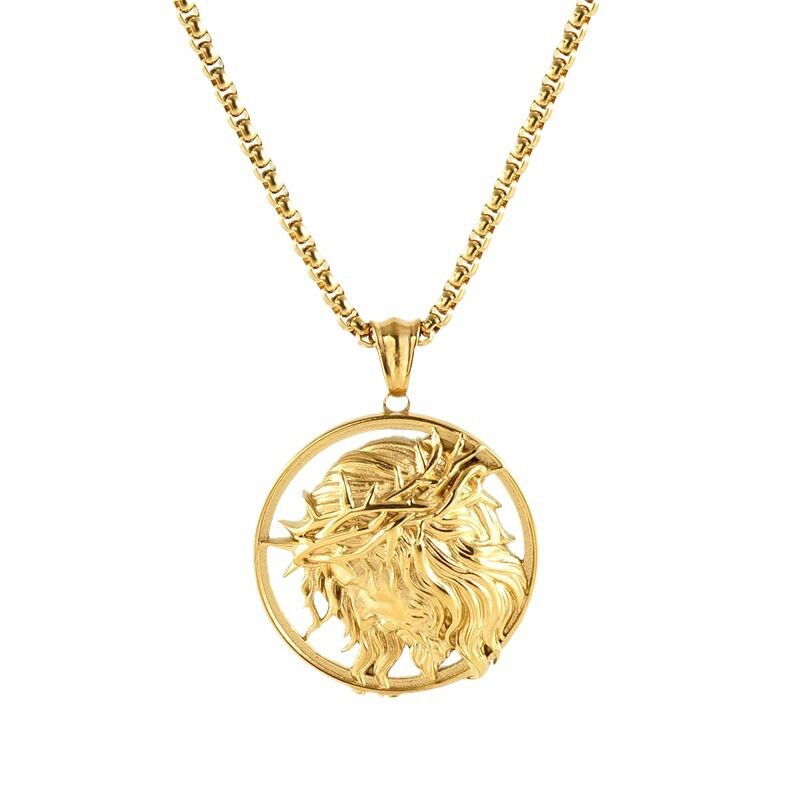 1 Piece Golden Color 3D Relief women's Unisex Necklace h5Picture6