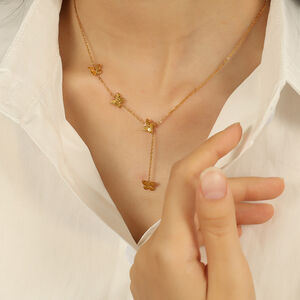 Collar con colgante de acero inoxidable chapado en oro de 18 quilates para mujer, serie simple, con diseño de animales dulces h5 Imagen5