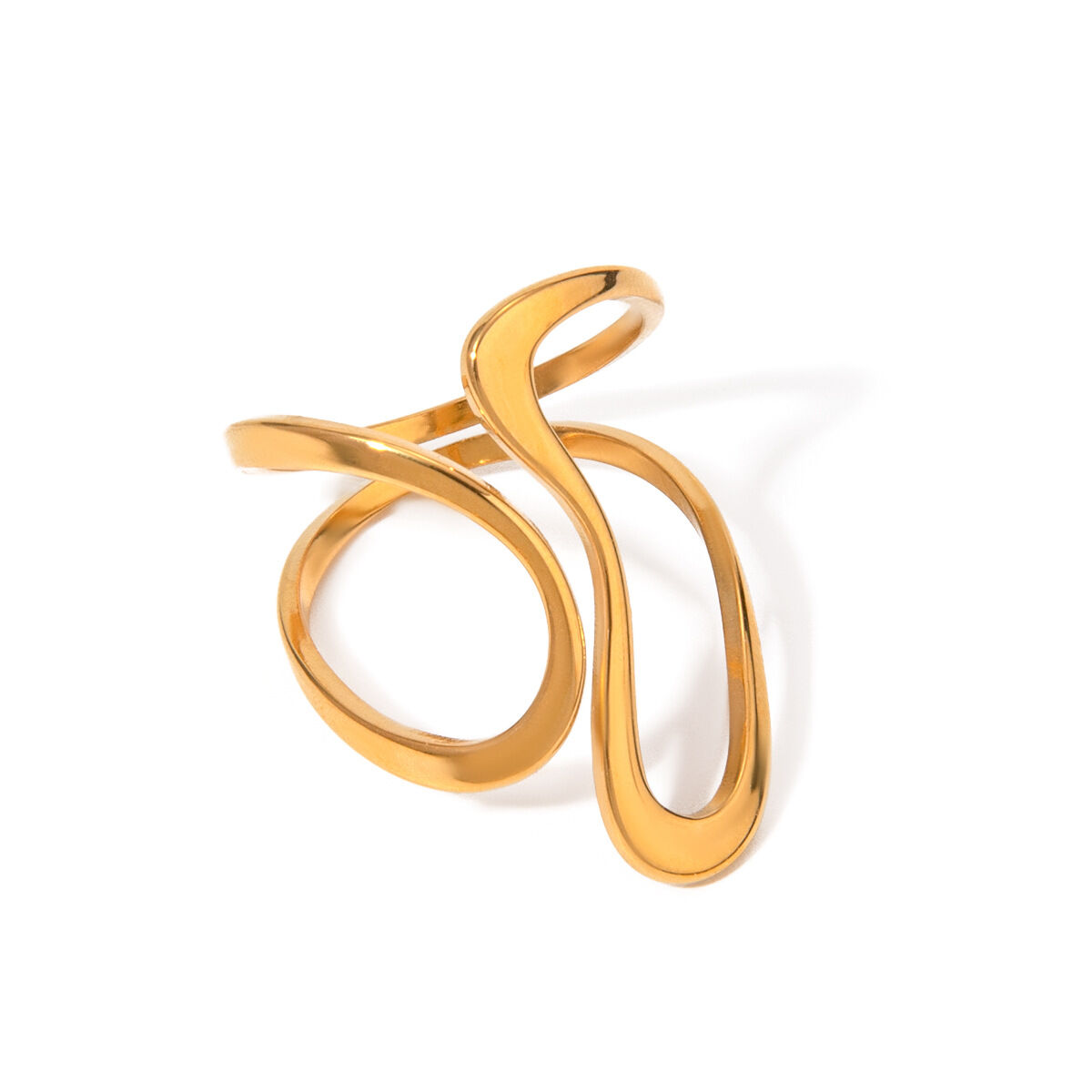 1 piece simple style geometric stainless steel  gold plated women's adjustable rings Picture6