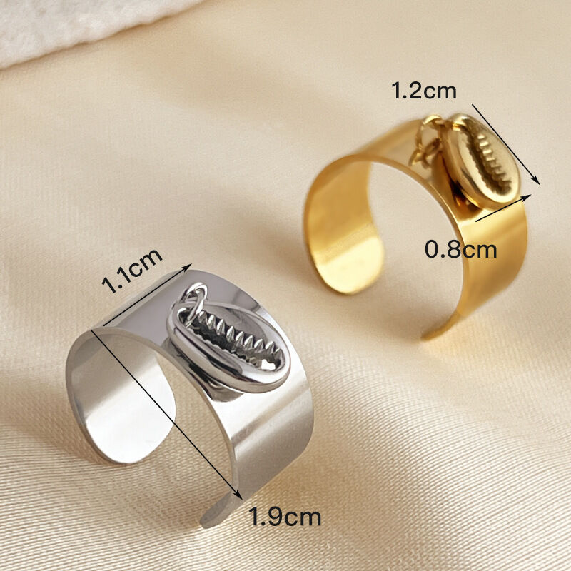 Anillos ajustables para mujer de acero inoxidable color dorado con diseño de tortuga informal de serie simple de 1 pieza h5 Imagen6