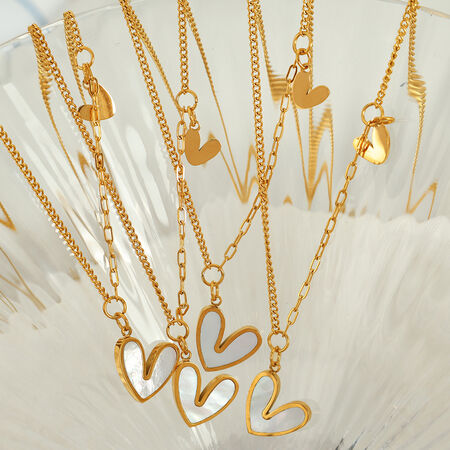 1 piece simple series simple heart stainless steel gold plated shell women pendant necklaces