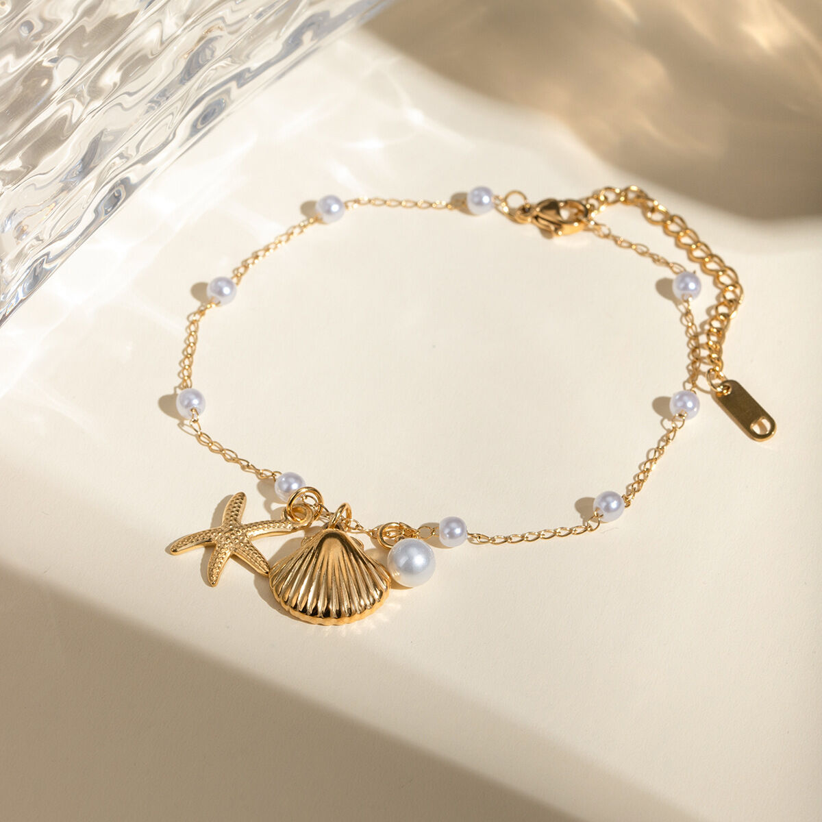 1 pair simple series vacation turtle stainless steel  gold plated shell women anklets Picture4