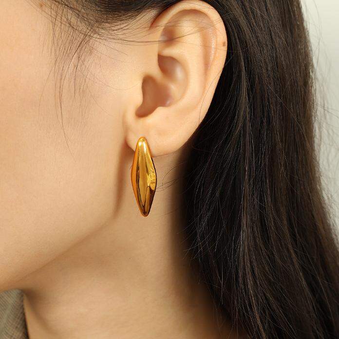 1 Pair Simple Series Daily Geometric Titanium Steel   Gold Color  Women's Stud Earrings h5 Picture6