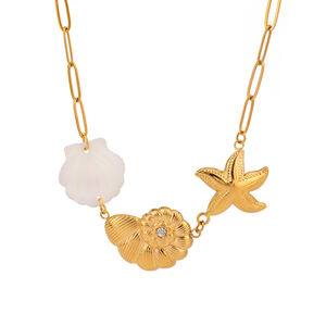 1 Piece Simple Series Vacation Turtle Stainless Steel Waterproof Gold Color Rhinestone Women's Pendant Necklaces h5 Picture6