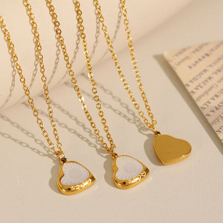 1 Stück Klassische Serie Elegante Herz Titan Stahl Gold Farbe Shell frauen Anhänger Halsketten